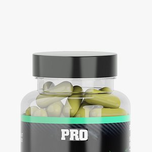 Pill Bottle With Pill Capsules - Plastic Transparent Bottle