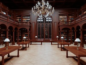 3D Luxury Classical European Royal Library Interior Scene model