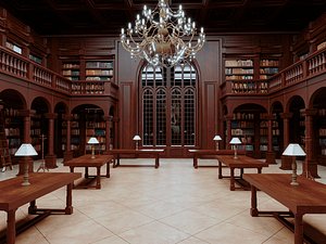 Luxury Classical European Royal Library Interior Scene
