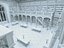 Scena d'interni di una lussuosa biblioteca reale europea in stile classico.