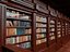Scena d'interni di una lussuosa biblioteca reale europea in stile classico.
