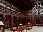 Scena d'interni di una lussuosa biblioteca reale europea in stile classico.