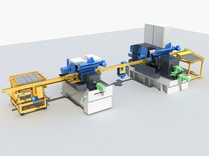 3D Industrial Equipment 15 - Fully Automatic Feeding System and Grinding Production Line model