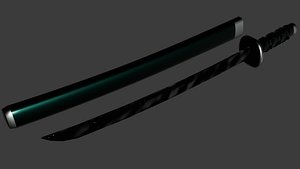 Green Katana with saya 3D model