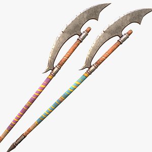 Medieval Polearm Weapon Berdysh Glaive Halberd Axe 3D