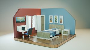 Furnished Bedroom 3D