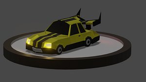 Lowpoly race car  exhibition platform 3D