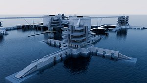 Nuclear Reactor Offshore Plant 3D model