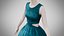 Dress 32 Teal Velvet With Design