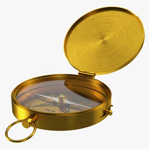 3D vintage brass compass