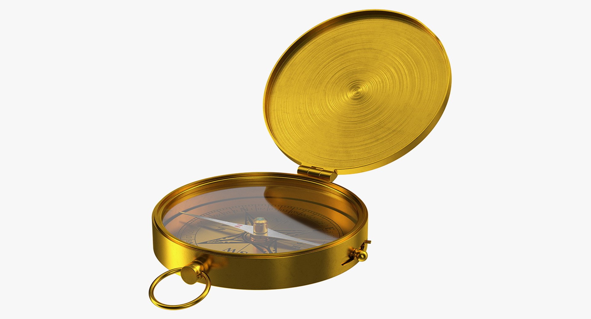 Vintage Brass Compass 3D model preview