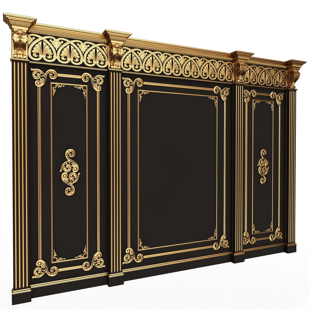 3D Boiserie Classic Panels And Decorative Crafts Wood 02 - TurboSquid ...