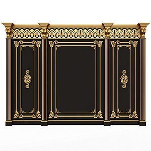 3D Boiserie Classic Panels and Decorative Crafts Wood 02