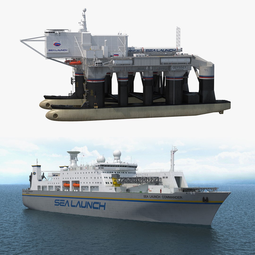 Sea Launch Platform and Ship 3D Models Collection 3D model preview