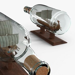 3D Souvenir Miniature Roman Galley in Bottle