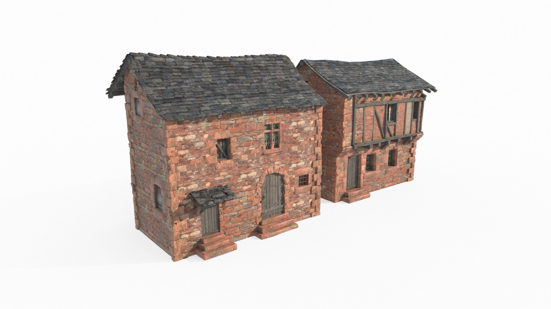 Medieval Red Brick Buildings 3D Model - TurboSquid 2342709