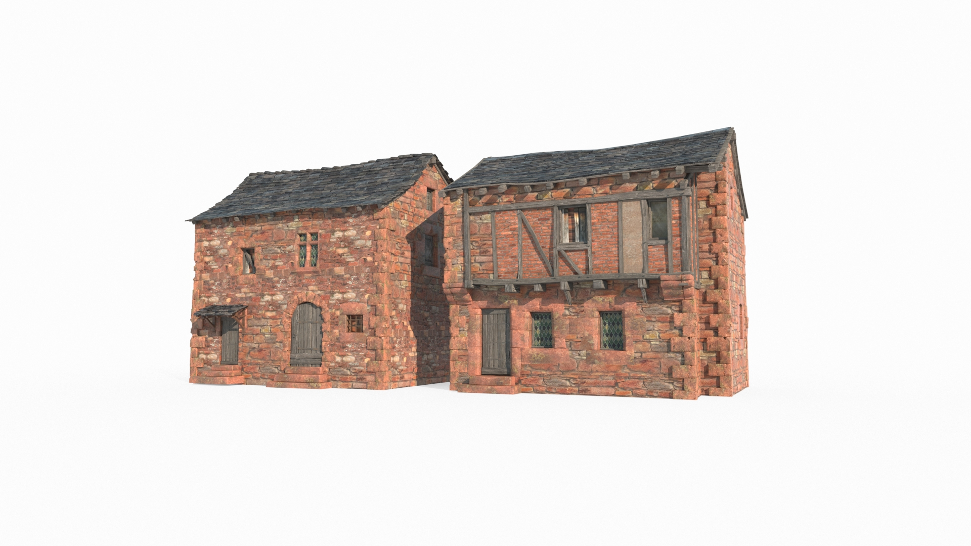 Medieval Red Brick Buildings 3D Model - TurboSquid 2342709