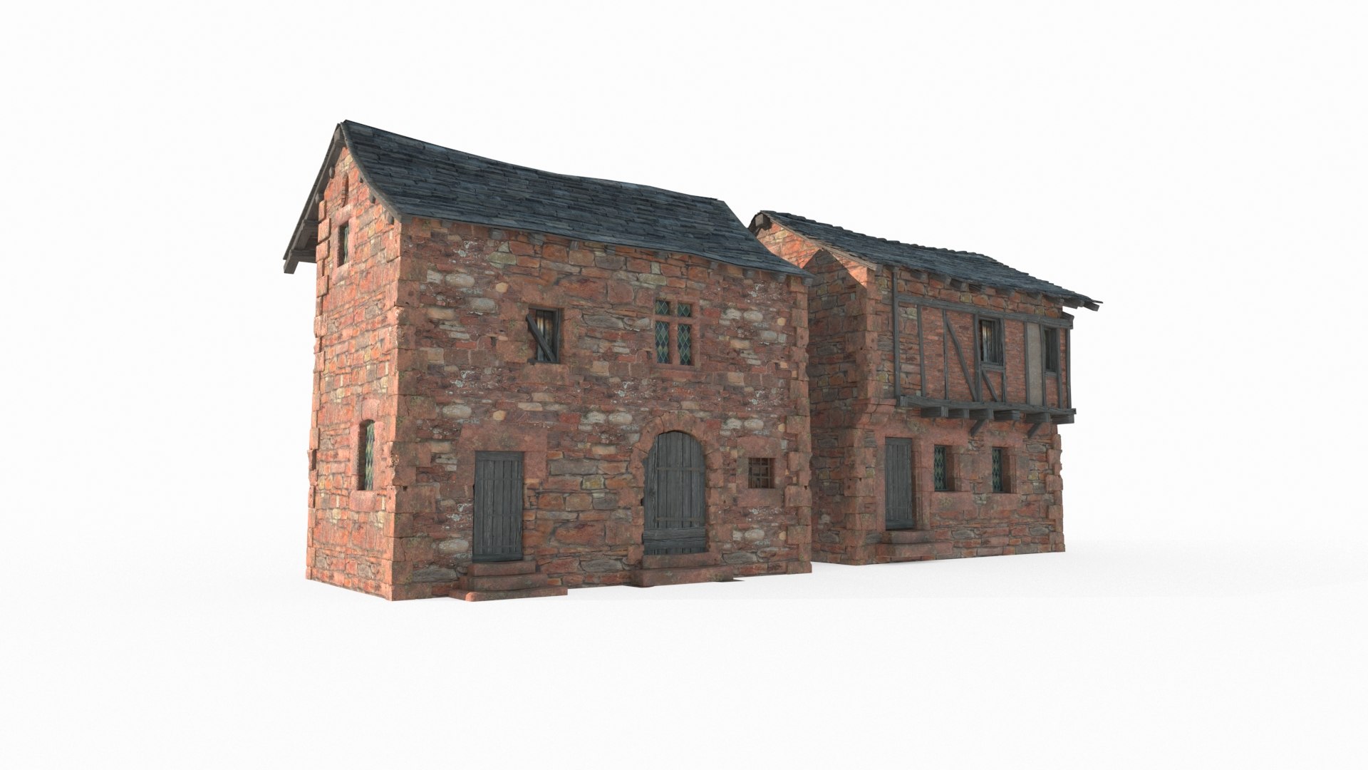 Medieval Red Brick Buildings 3D Model - TurboSquid 2342709