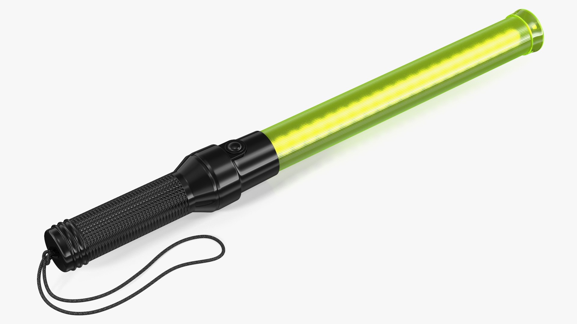 LED Traffic Control Baton Green switched On 3D model preview
