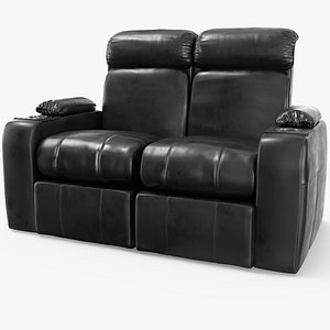 Manual Reclining Cinema Chair for Two Black