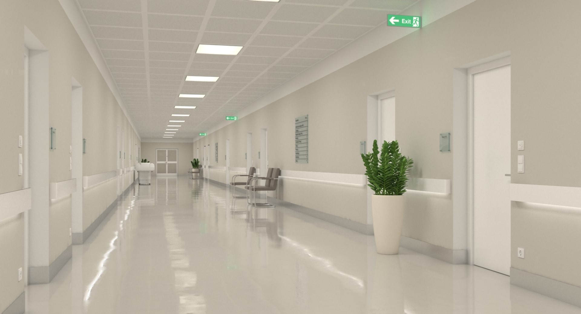 3d Model Hospital Hallway