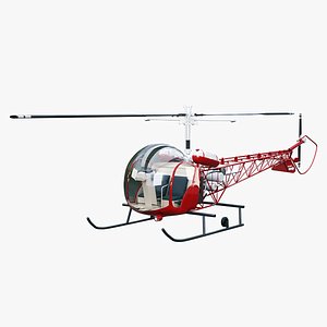 Bell 47 Light Helicopter - PBR 3D Model with Interior