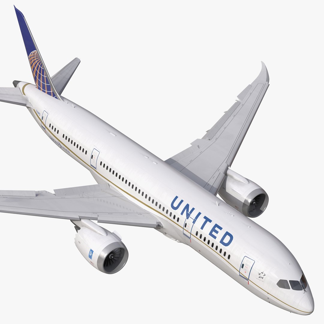 Boeing 787-8 United Rigged 3D model preview