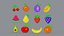 Pixel Fruits Set 3D model
