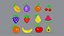 Pixel Fruits Set 3D model