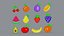 Pixel Fruits Set 3D model