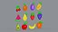 Pixel Fruits Set 3D model