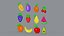 Pixel Fruits Set 3D model