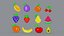 Pixel Fruits Set 3D model