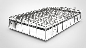 3D Industrial Metal Hangar model