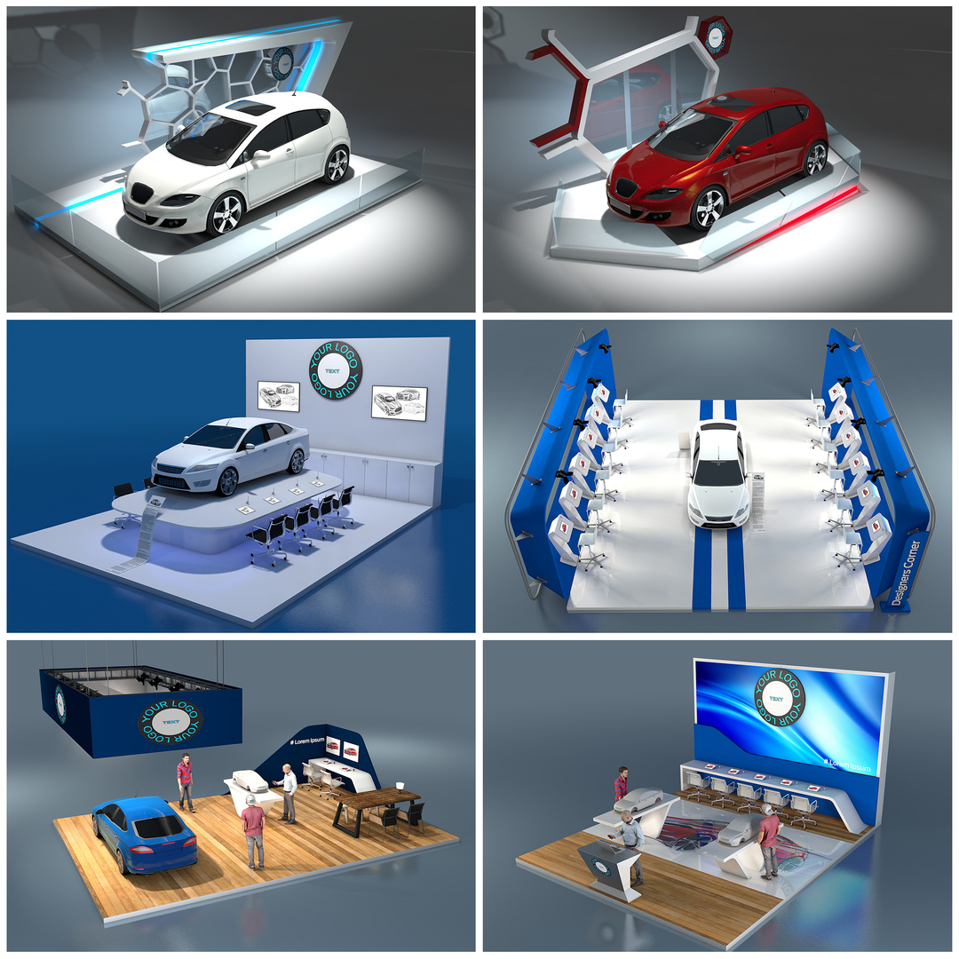 Car Exhibition Stand Collection 3d Turbosquid 1728786