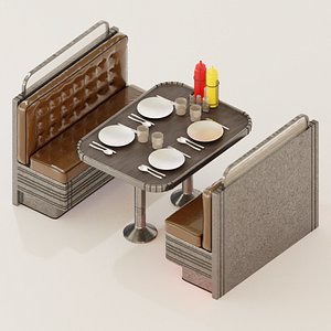3D diner booth model