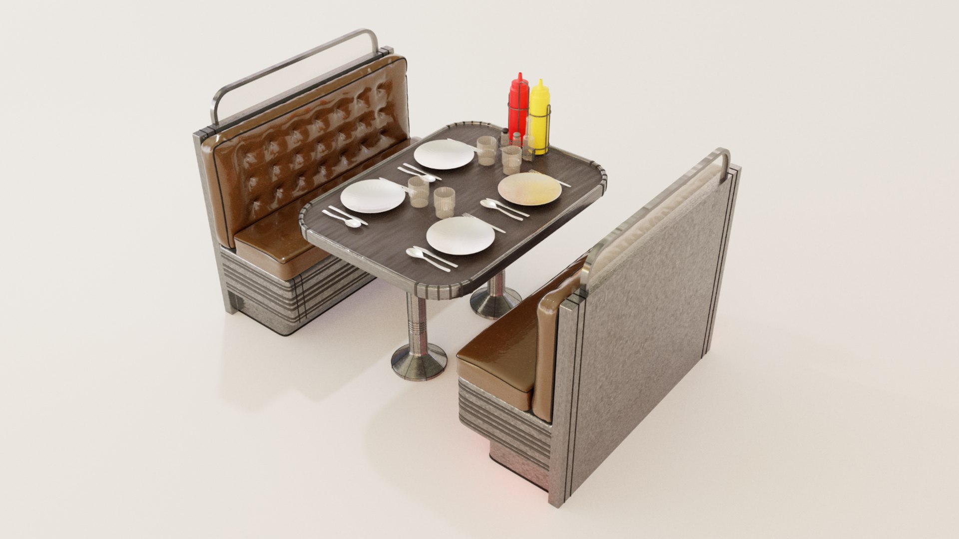 3D Diner Booth Model - TurboSquid 2275171