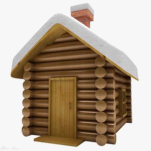 3d model of winter wood cabin