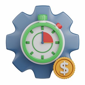 3d rendering time management isolated useful for business and finance design element