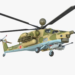 Attack Helicopter MI 28N Havoc with Radar Station Rigged 3D Model