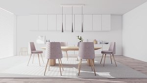 Dining room  Kichen baked 3D model