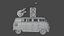 Kombi with Guitar on the roof low poly