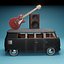 Kombi with Guitar on the roof low poly