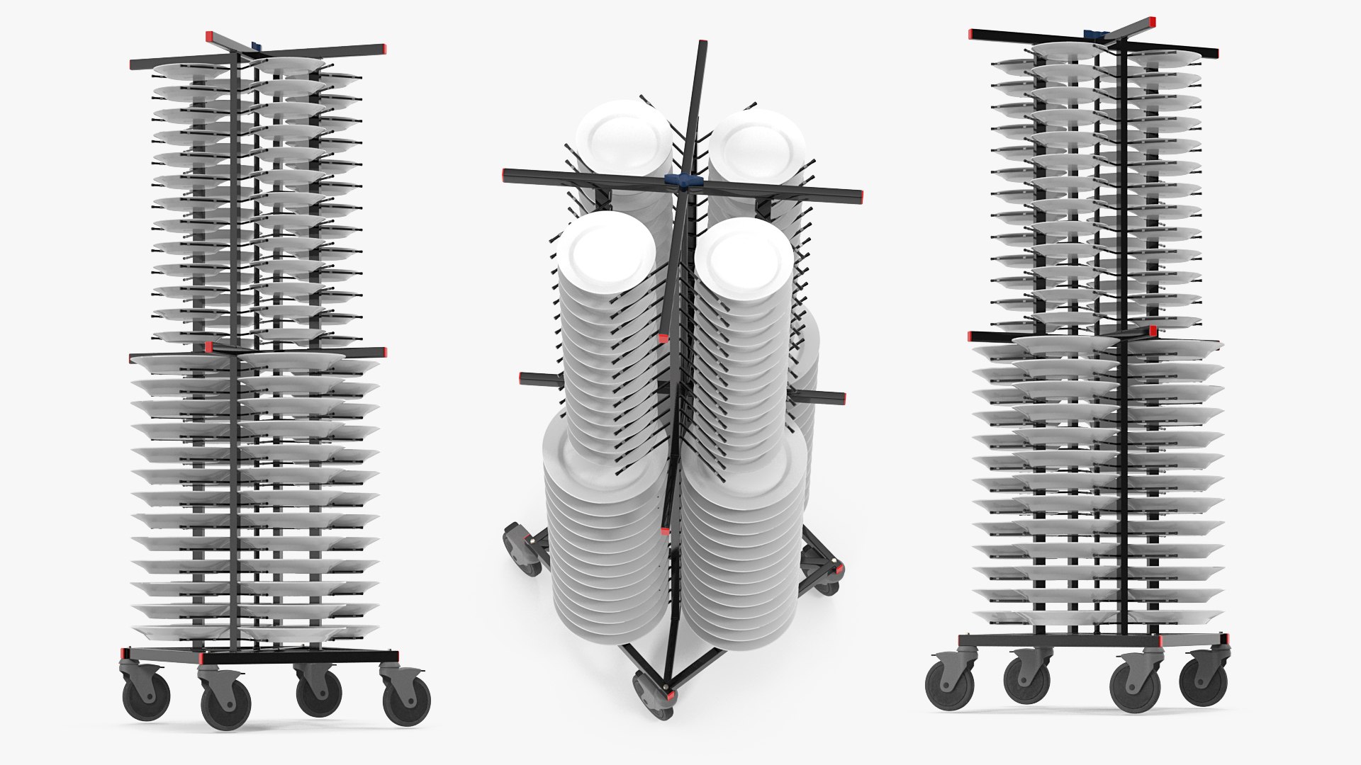 Stainless Steel Professional Plate Rack with Plates 3D model preview