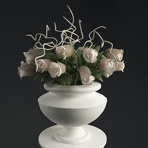 3dsmax bouquet rose whith