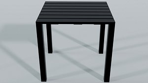Modern Black Slatted Metal Side Table 3D Model 3D