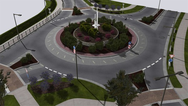 roundabout tree street signs 3d model