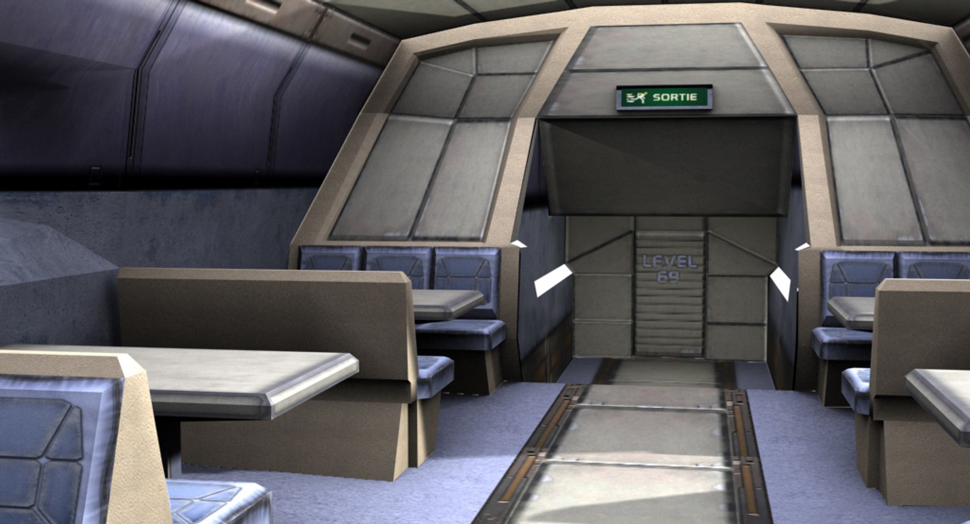 Optimized Train Interior 3ds