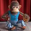 Windup Monkey Toy with Cymbals Blue Striped Fur for Maya