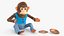 Windup Monkey Toy with Cymbals Blue Striped Fur for Maya